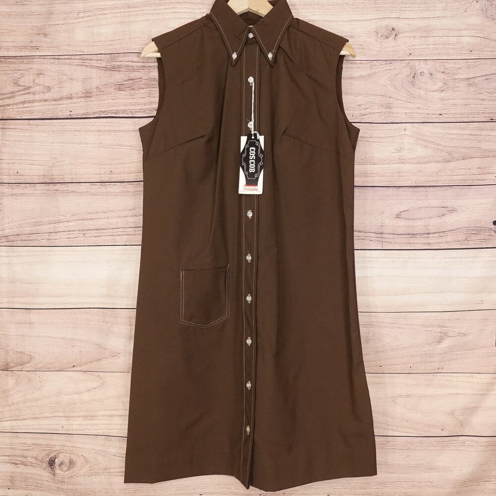 Vintage Cobbies by Cos Cob Dress Womens 13/14 Sleeveless Button Up 70s Deadstock
